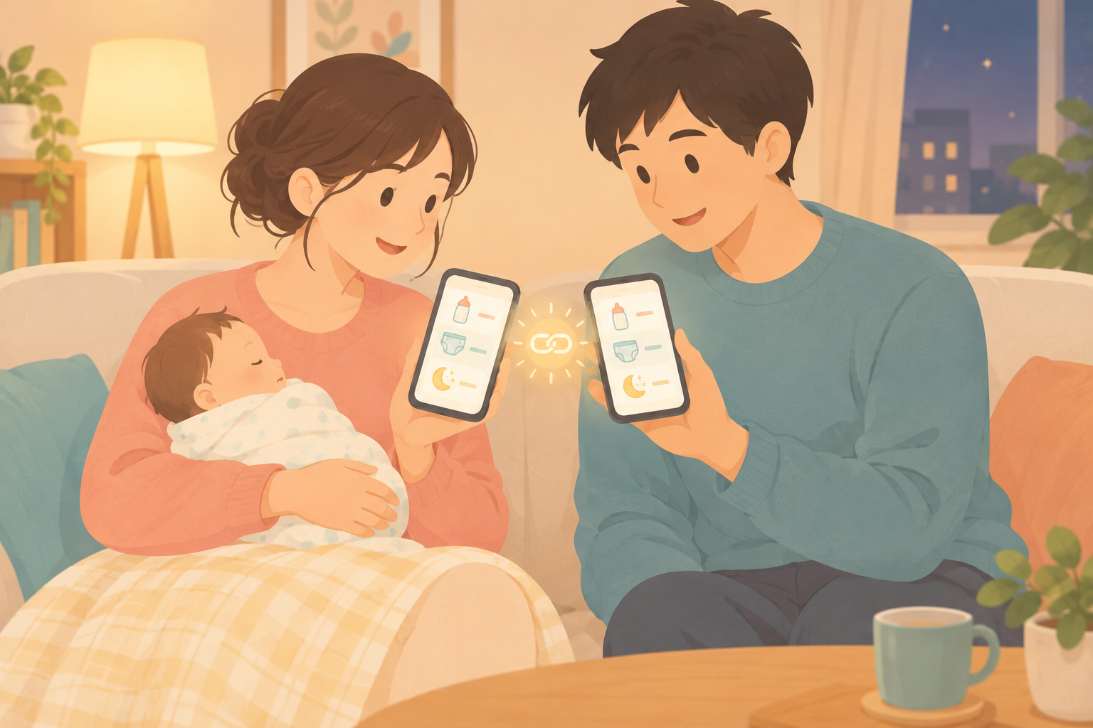 まいにちのたまひよアプリの共有のやり方2026|パパと記録を共有する手順・共有できない時、機種変更の引き継ぎとログイン のイメージ